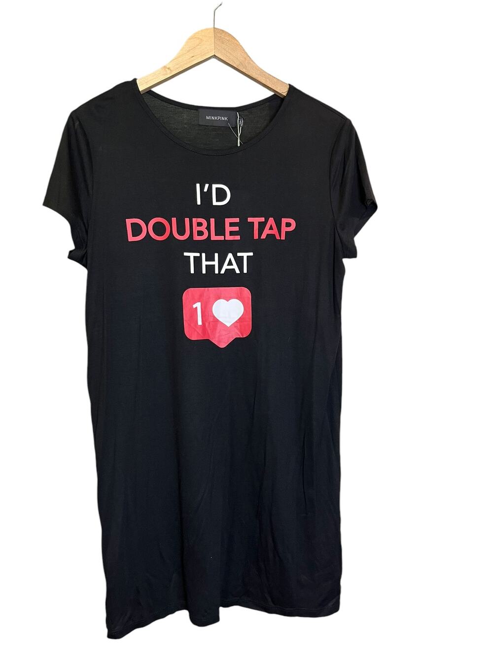 MINKPINK Jersey Sleep Tee 'I'd love to Tap that' Black Small NWT